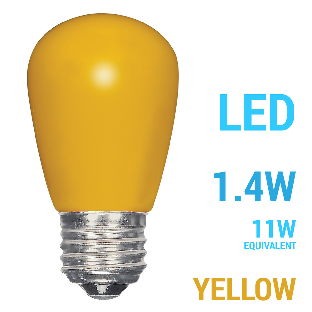 Satco LED CERAMIC YELLOW Sign Indicator Bulb 1.4W =11W S14 120V Medium E26 Base