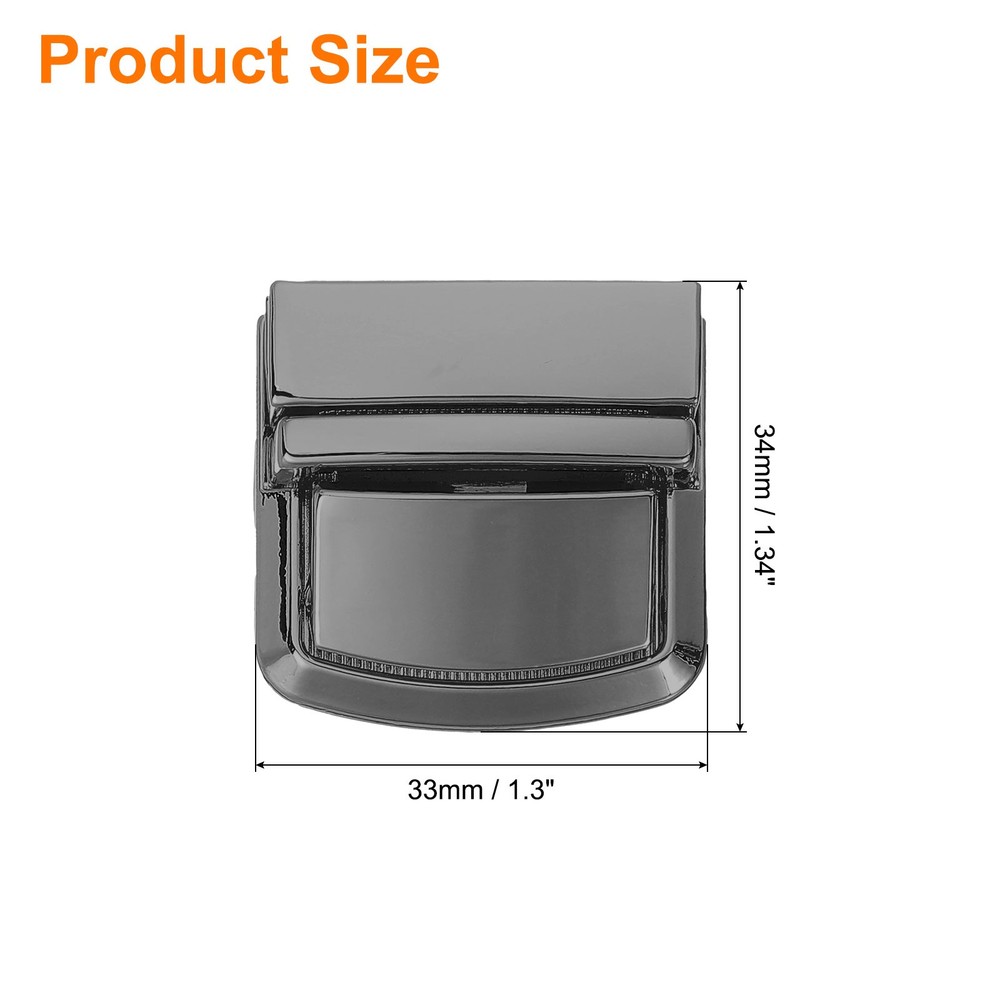 5Set Turn Lock Clasp, Rectangle Press Locks Clasp (34x33mm, Metallic Black)