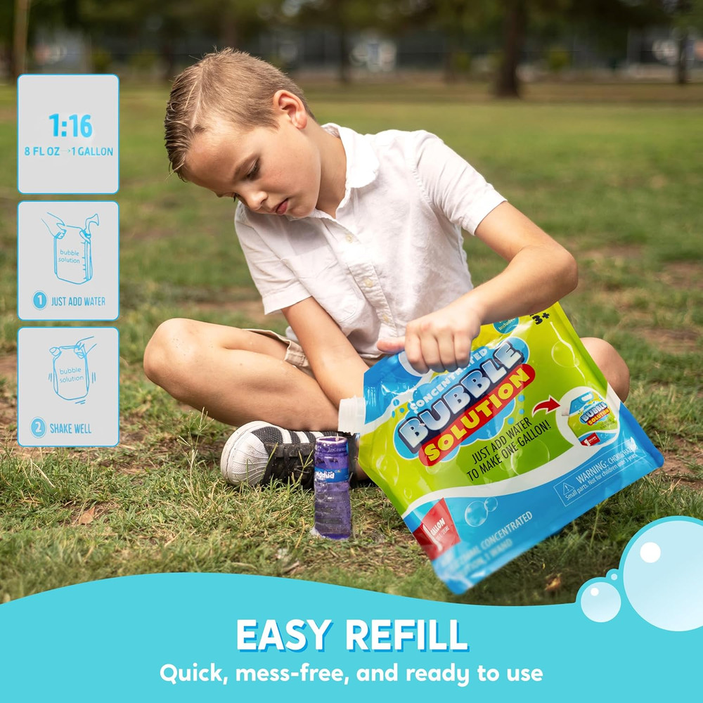 128oz Bubble Solution Refill with Wand Concentrate for Machines Toys Easter Fun!