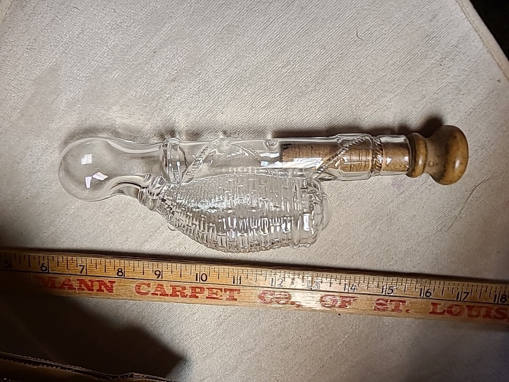 Clear Glass Flask , prob. 19th C. 8.5” Candy Container