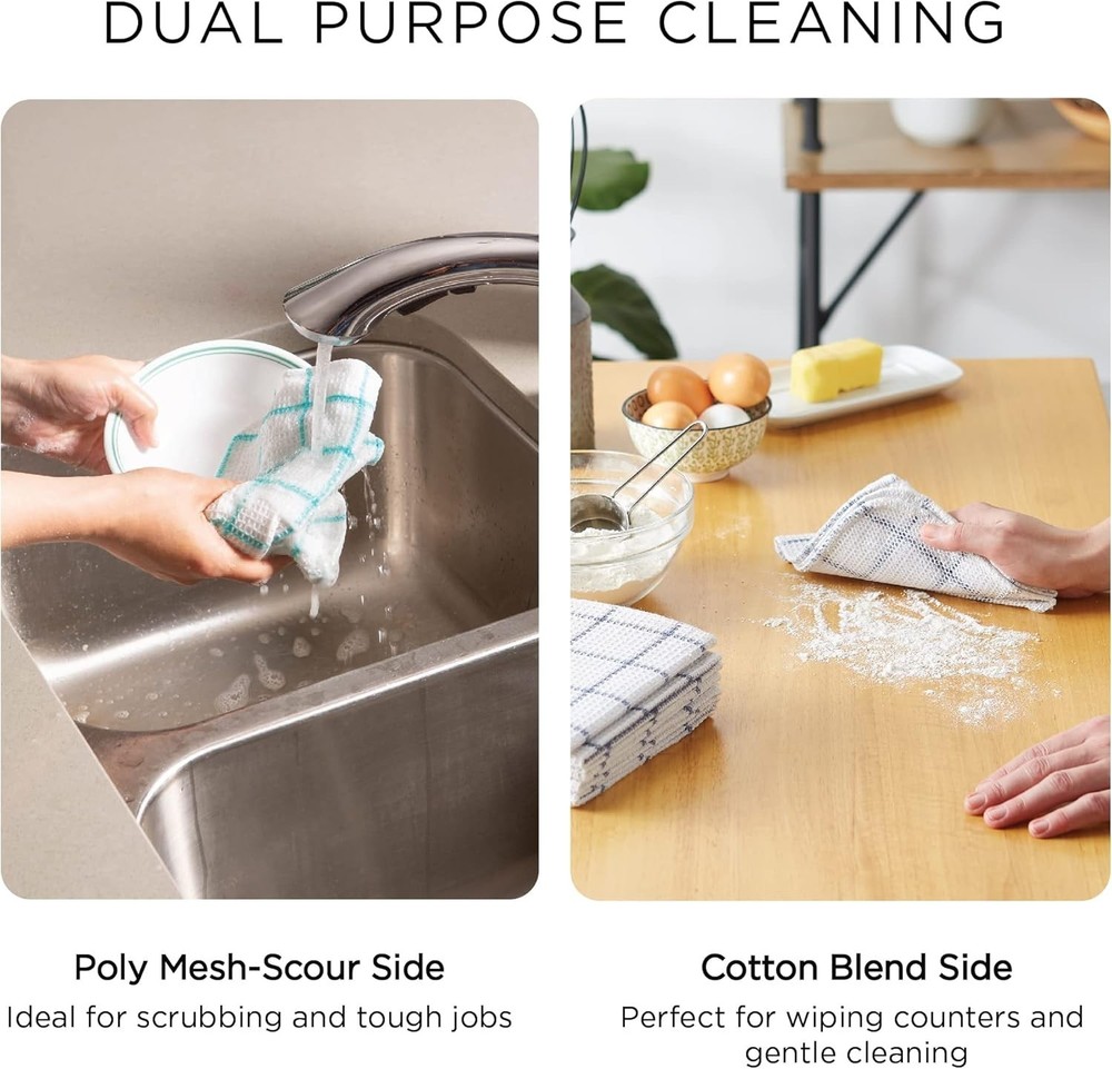 Scrubber Dishcloths, Cotton/Polyester, 6 Pack