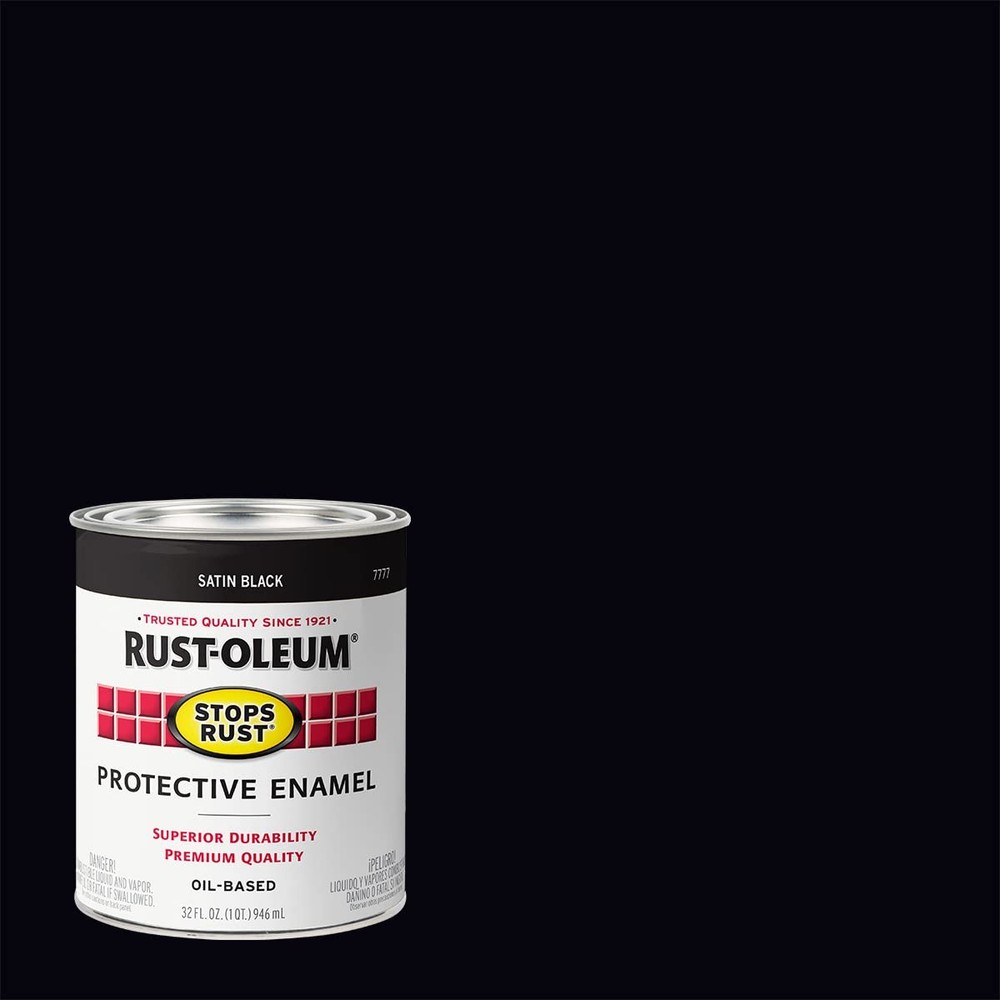 RustOleum 7777502 Stops Rust Brush On Paint, Quart, Satin Black