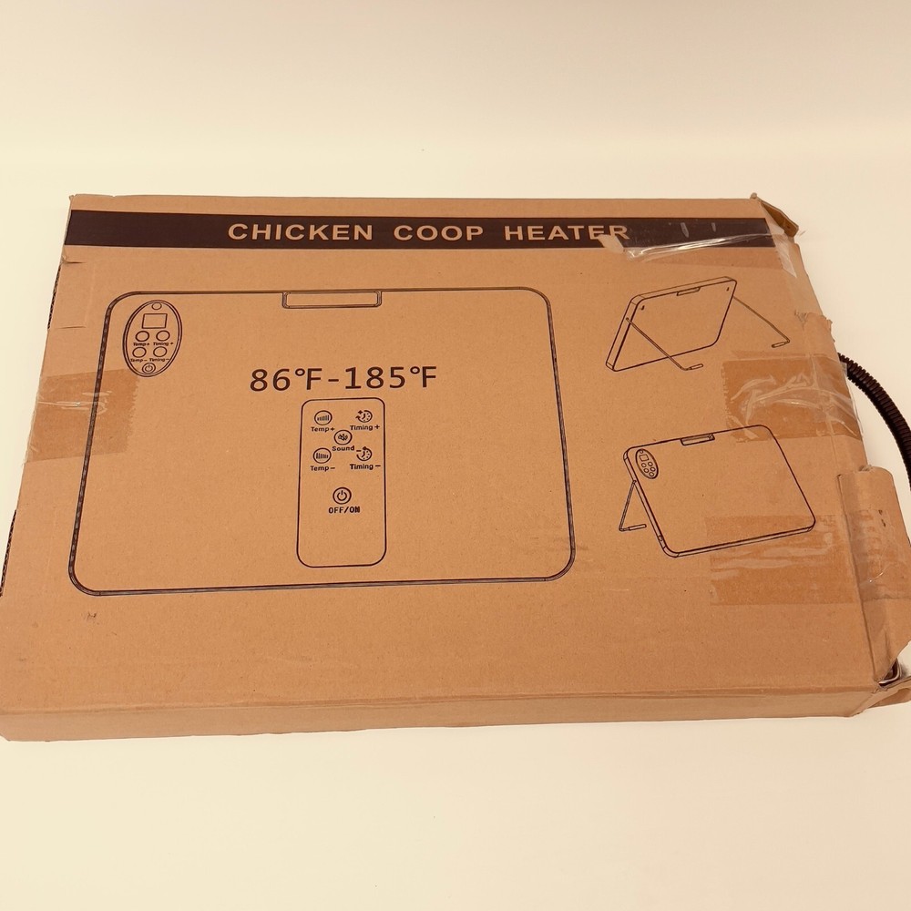 Chicken Coop Heater 200 Watt Dual Control Timing Function Temp Display 86F-185F