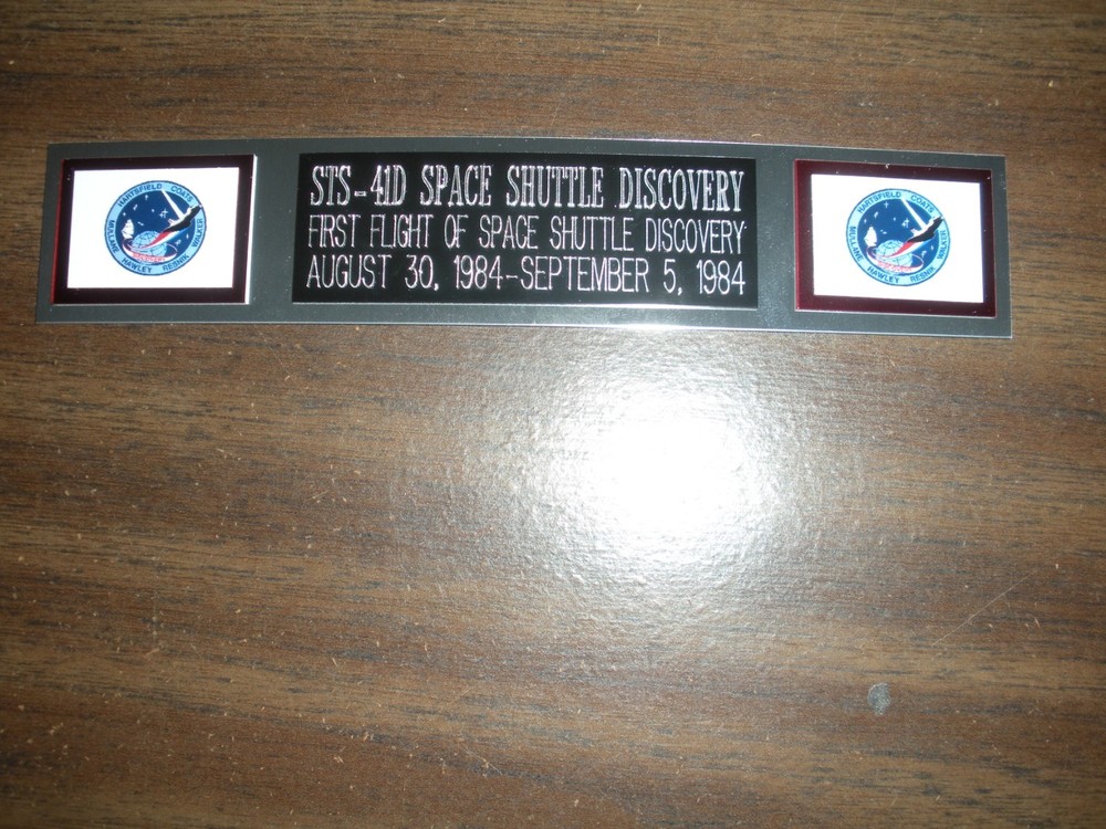 STS-41D SPACE SHUTTLE DISCOVERY ENGRAVED NAMEPLATE FOR PHOTO/DISPLAY