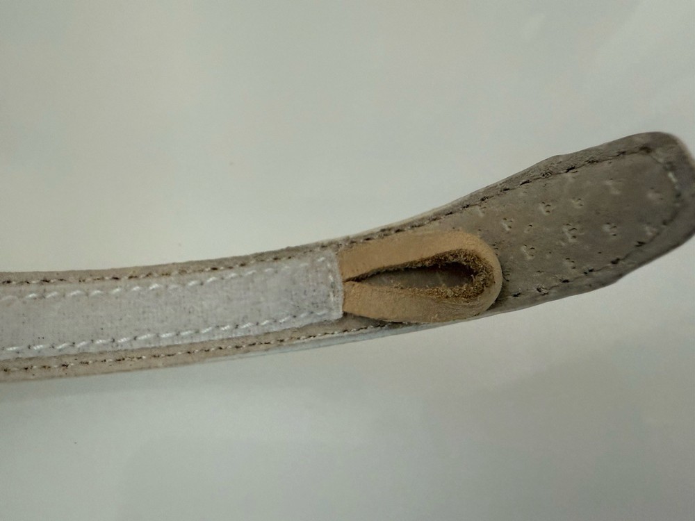 Terry Stack Size XL Minimalist Belt Off White Italian Leather Hook Loop Closure