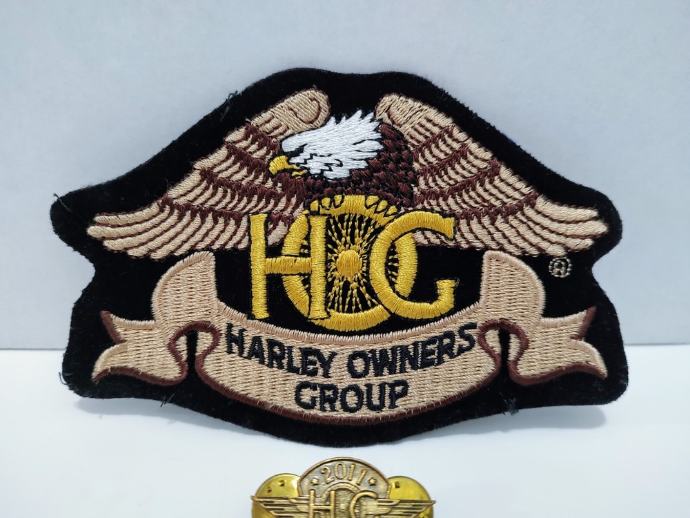 Harley Owners Group Hog Brown Eagle Patch HD Motorcycle 1995 Davidson & Pin #002