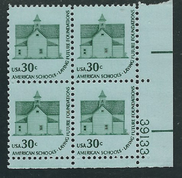 Scott # 1606....30 Cent...School House... Plate Block