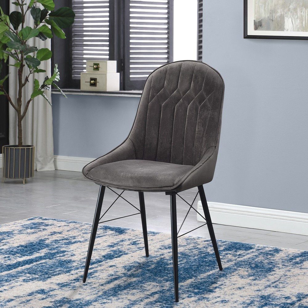 Grey and Black Tufted Back Dining Chairs