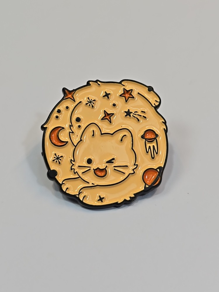Orange Cat Space Design Lapel Pin
