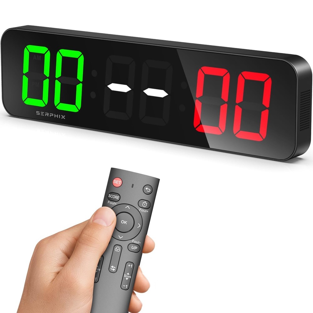 Large 15.2" Digital Scoreboard - LED Timer Clock, Remote Control, Game Score Kee