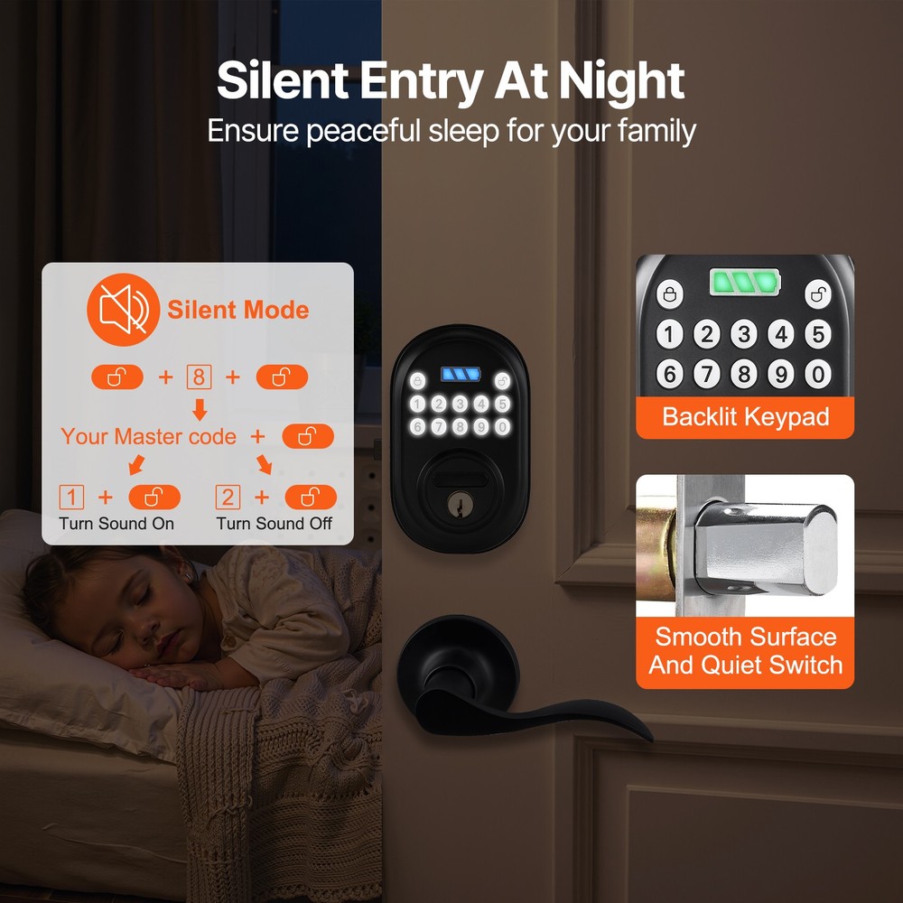 Keyless Entry Door Lock with Handle Electronic Door Lock Password and Key