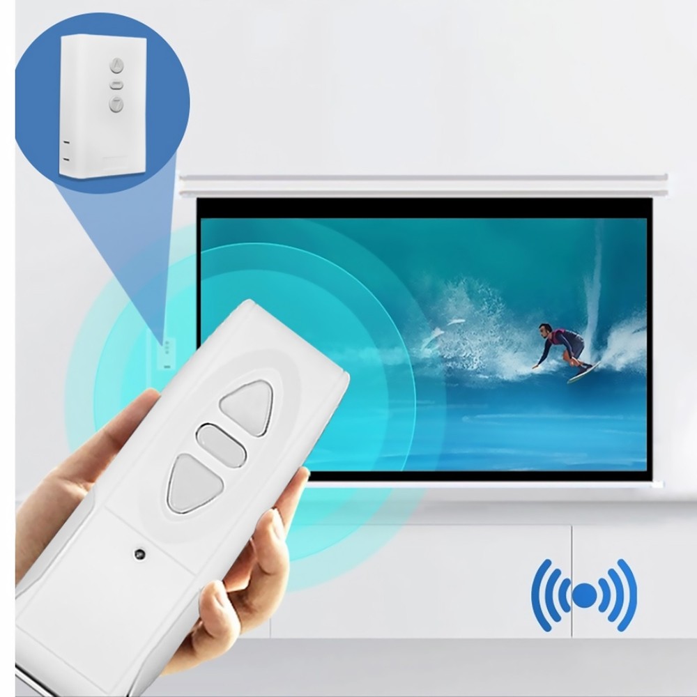 White Remote Control Switch RF Electric Curtain Screen Projector Accessory