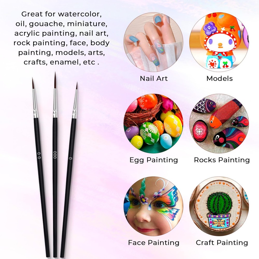30 Pcs Tiny Detail Paint Brushes Set, Micro Small Small, Black-30