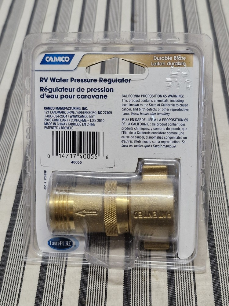 Camco RV Brass Water Pressure Regulator Protects RV Plumbing 40055 40-50 PSI