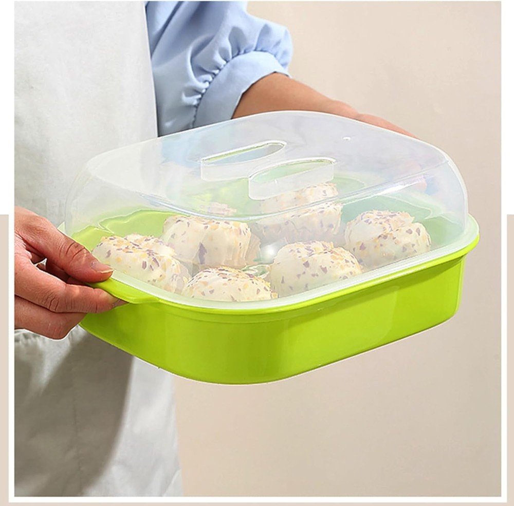 Plastic Microwave Heating Steamer with Lid and Tray