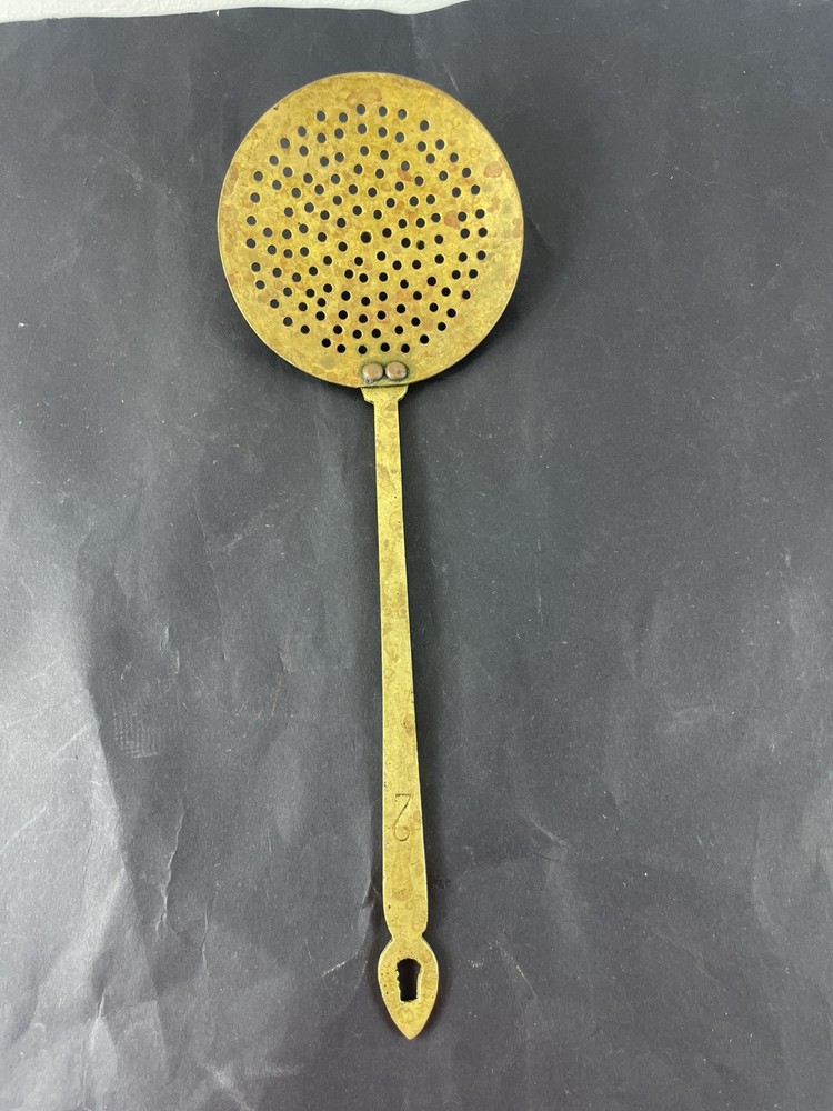 Vintage Brass Oval Ladle Strainer Spoon