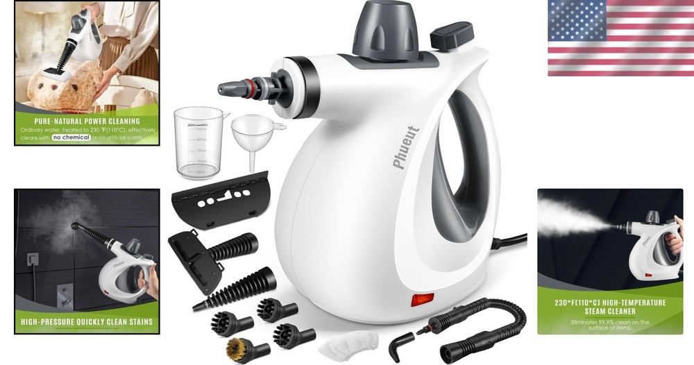 Handheld Multi-Surface Steamer with 12 Accessories - Powerful & Lightweight