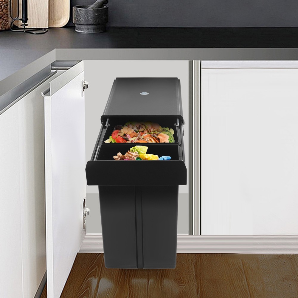 Pull Out Under Cabinet Trash Can 10L + 20L Kitchen Cabinet Garbage Can