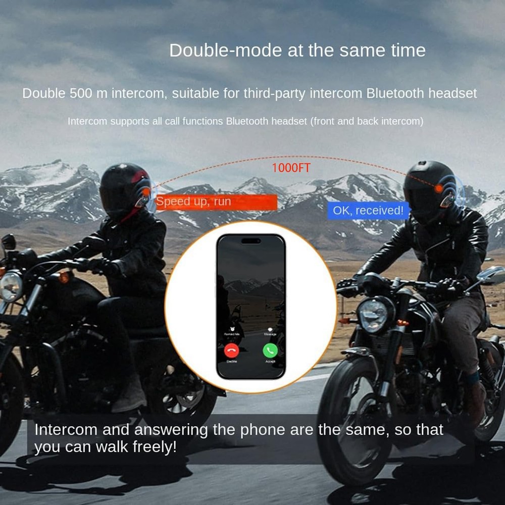 Motorcycle Helmet Bluetooth Intercom Noise Cancelling 2 Pack Talk Waterproof