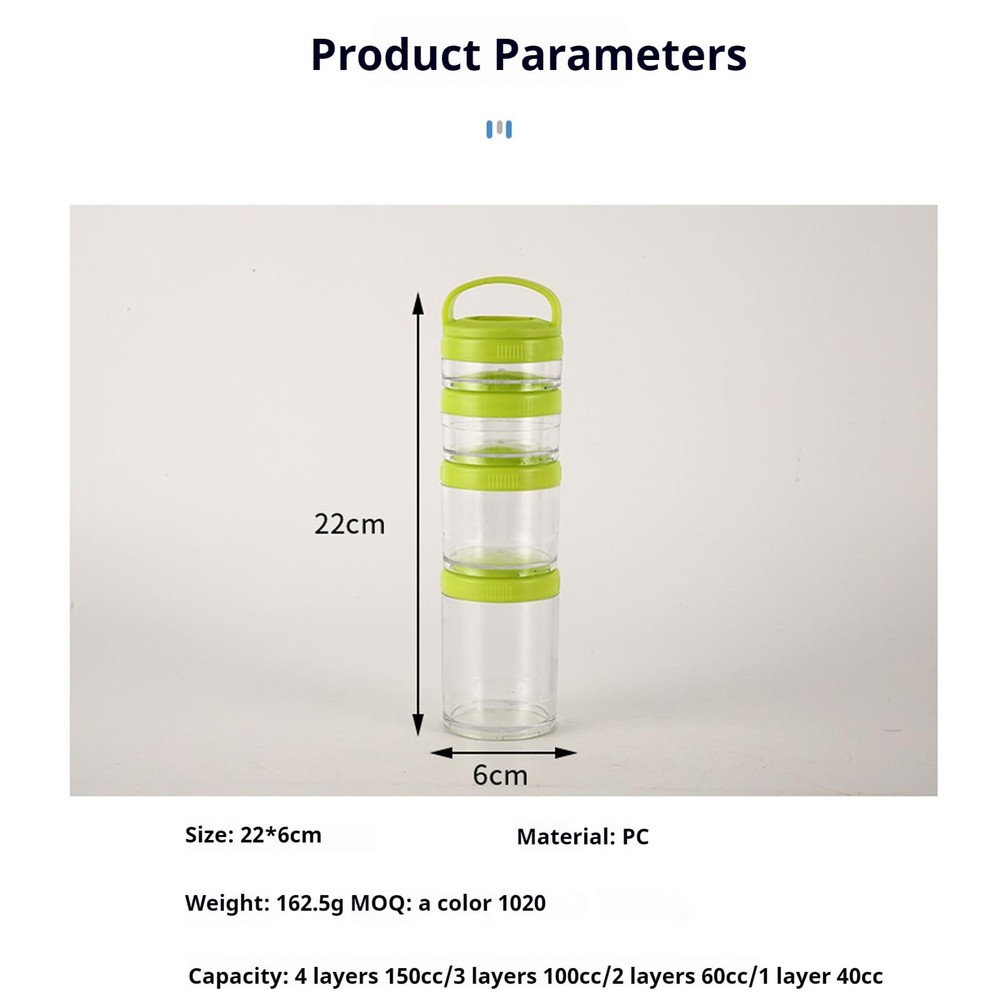 Manwetye 2PCS Stackable Snack Container and Protein Powder Black, Green