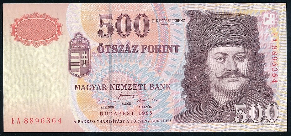 Hungary 500 forint 1998 UNC First year.