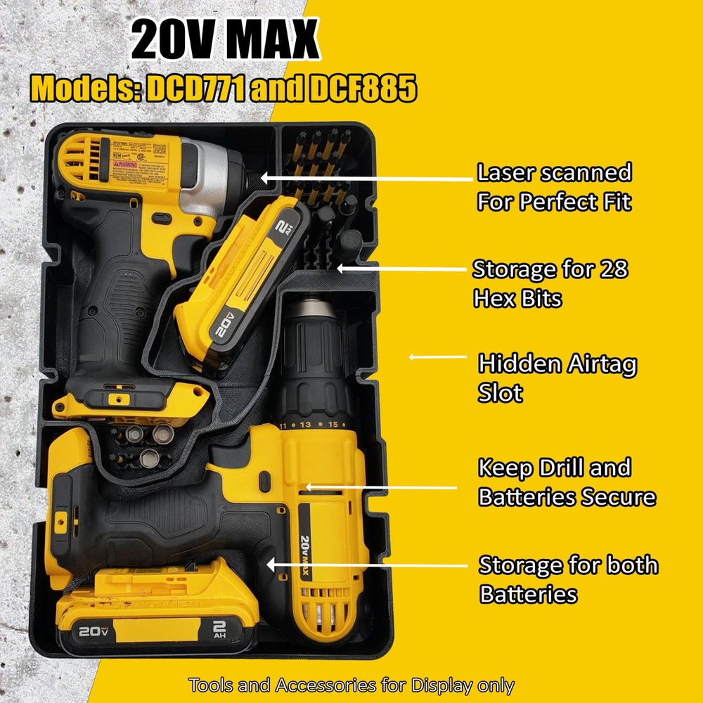 DeWalt 20V MAX Drill & Impact Organizer Insert DCD771 DCF885 Deep DWST08020