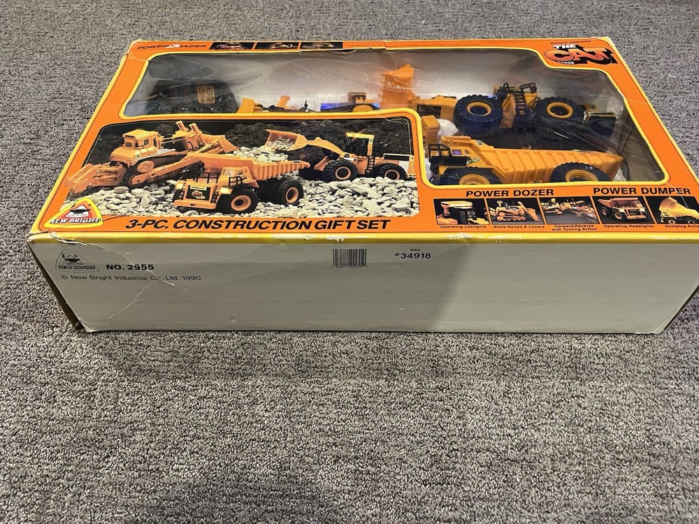 New Bright The Cat 3-pc Construction Set #2955 Power Dozer Dumper Loader Read!!