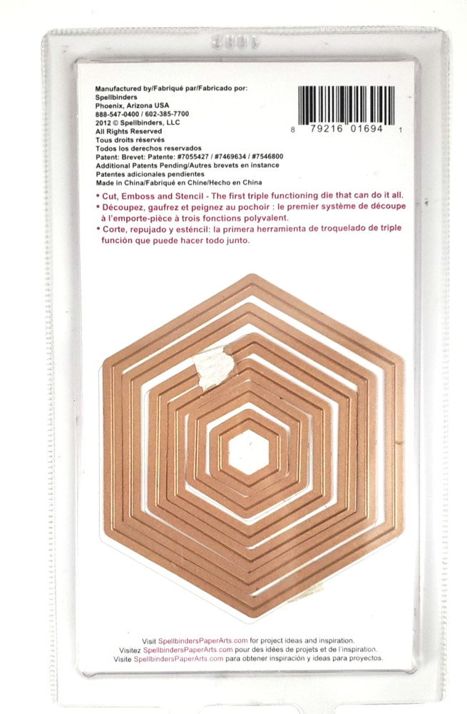 2012 Spellbinders Nestabilities Die-Cut Emboss Stencil-Hexagons-6 Templates