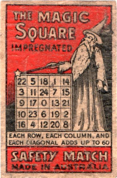 Matchbox label, Magic Square, made in Australia