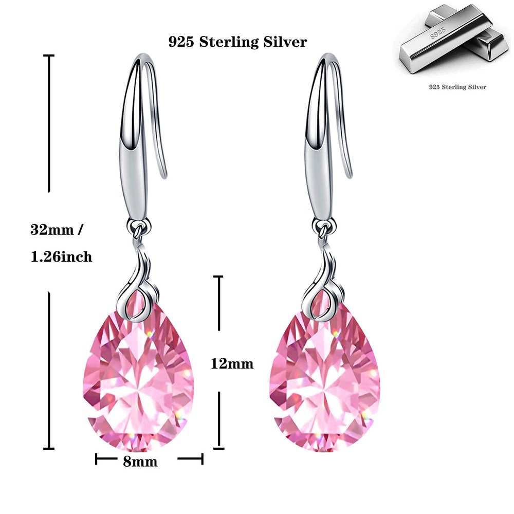 Dangle Earring 925 Silver 13mm Pear Shape Swarovski Element Crystal Drop Earring