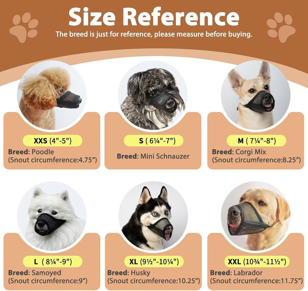 Dog Muzzle Suits for Small Medium Large Dogs, Mesh Muzzle anti Biting Chewing, B