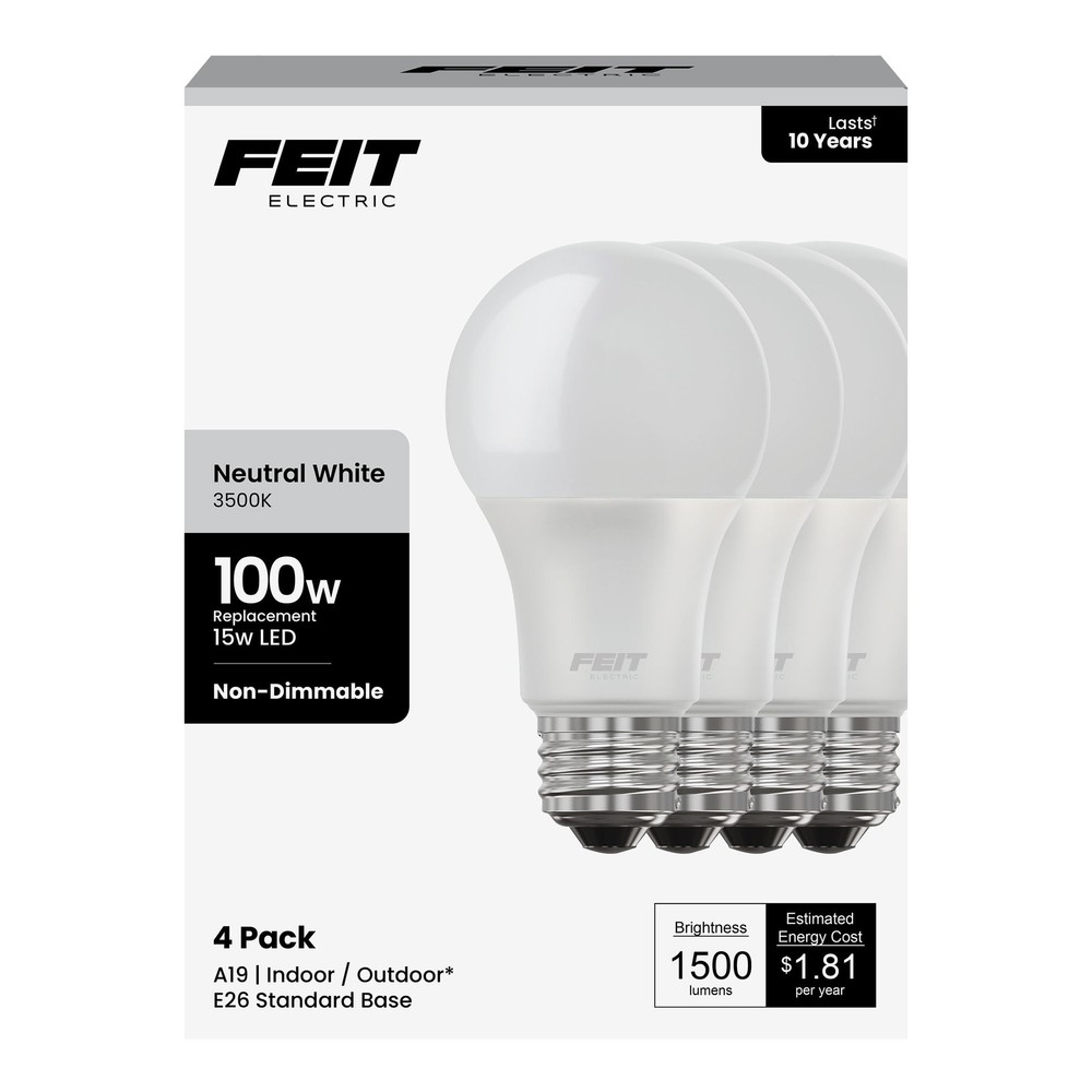 A19 LED Bulbs 100W Equivalent 1500LM E26 80 CRI Non-Dimmable 10 Year Lifetime.