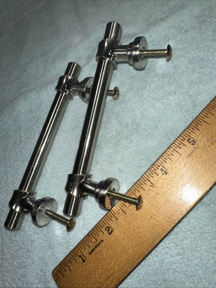 2 Vintage Chrome Drawer Pulls High Quality Pulls Elegant Look
