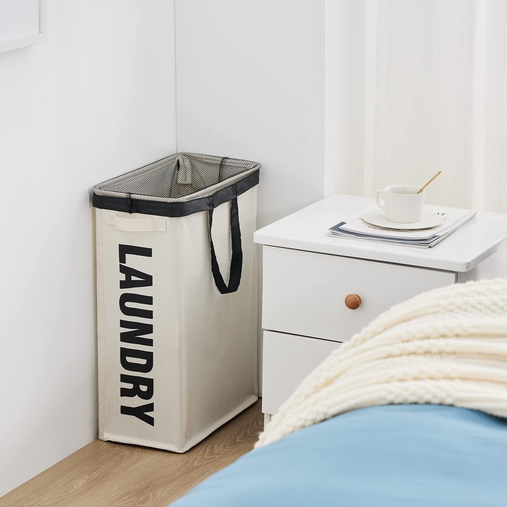 Slim Laundry Hamper With Removable Inner Bag And Side Handles 45l Small Laundry