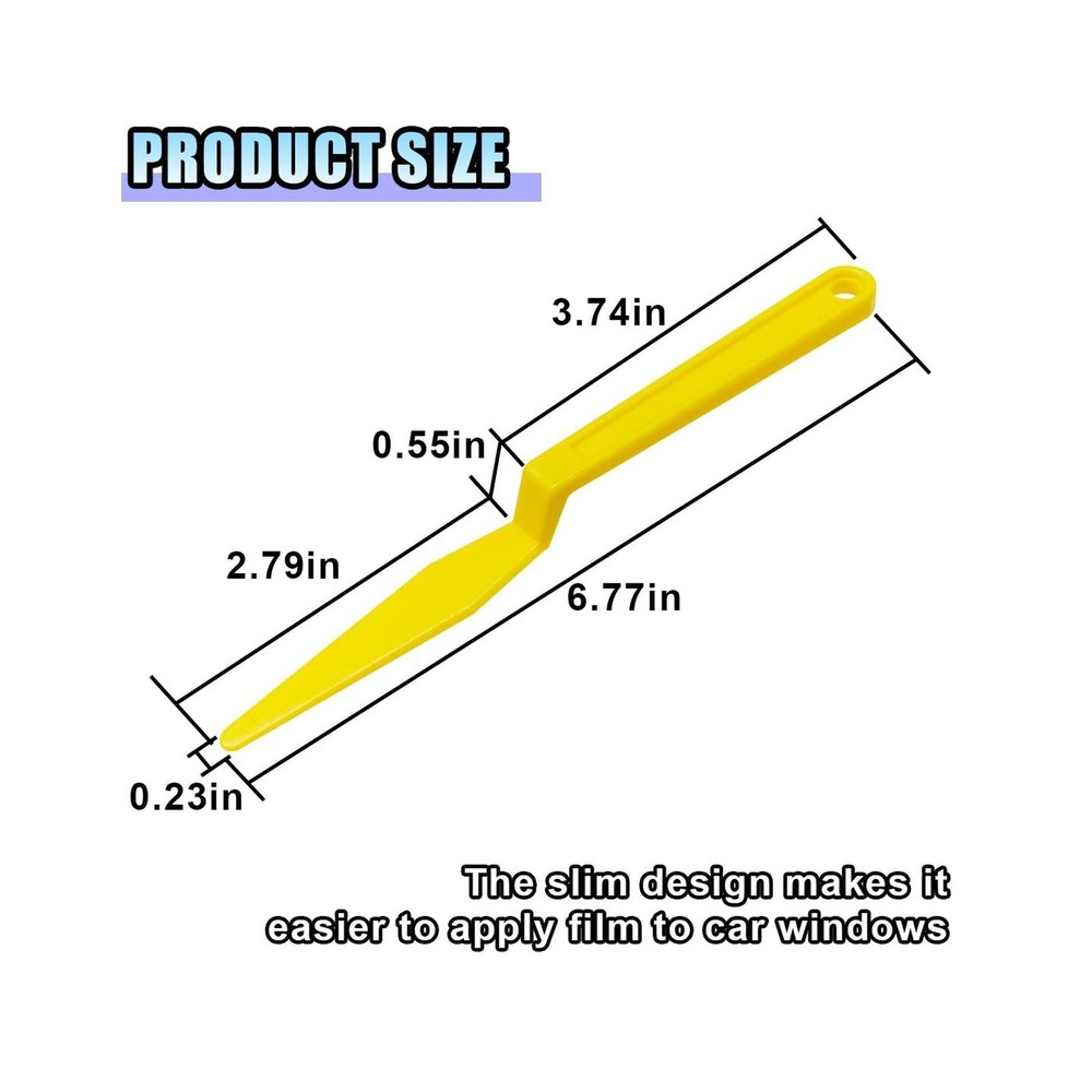 Car Window Tint Squeegee Tool, Plastic Long Handle Shank Corner Squeegee, Fle...