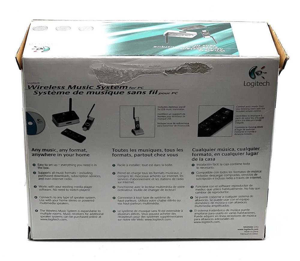 Logitech Wireless Music System PC USB Audio Transmitter Receiver Remote Complete