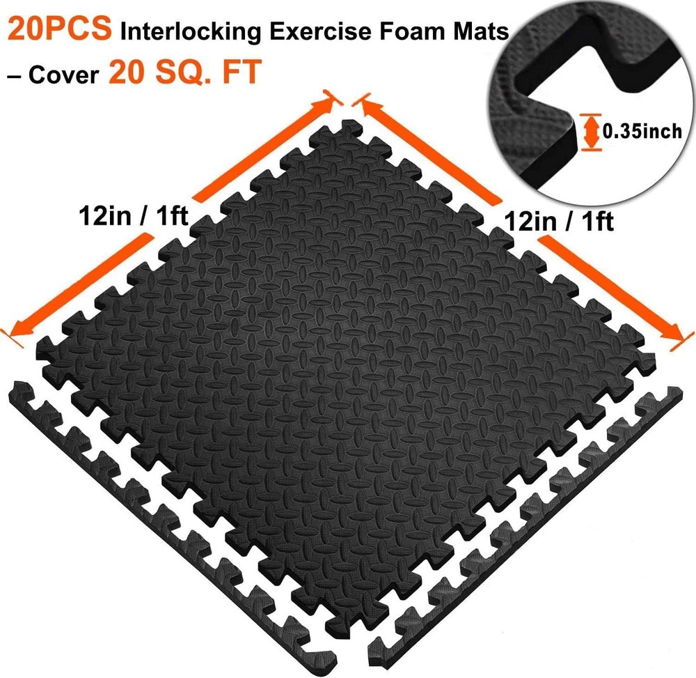 Versatile 20 SQ.FT EVA Foam Interlocking Exercise Mats - Easy Clean & Durable
