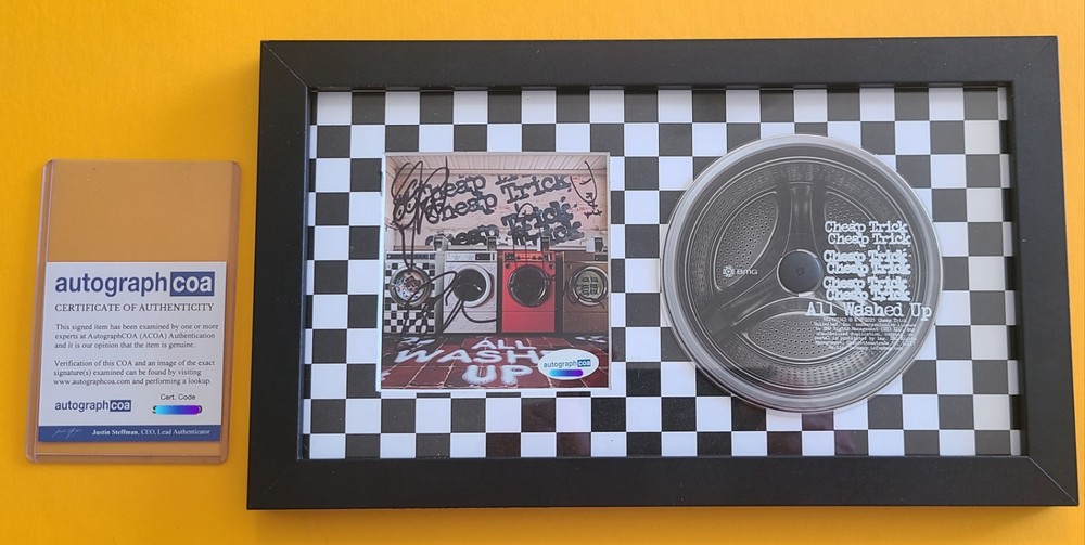 CHEAP TRICK ALL WASHED UP CD  AUTOGRAPH SIGNED X3 CUSTOM FRAME DISPLAY