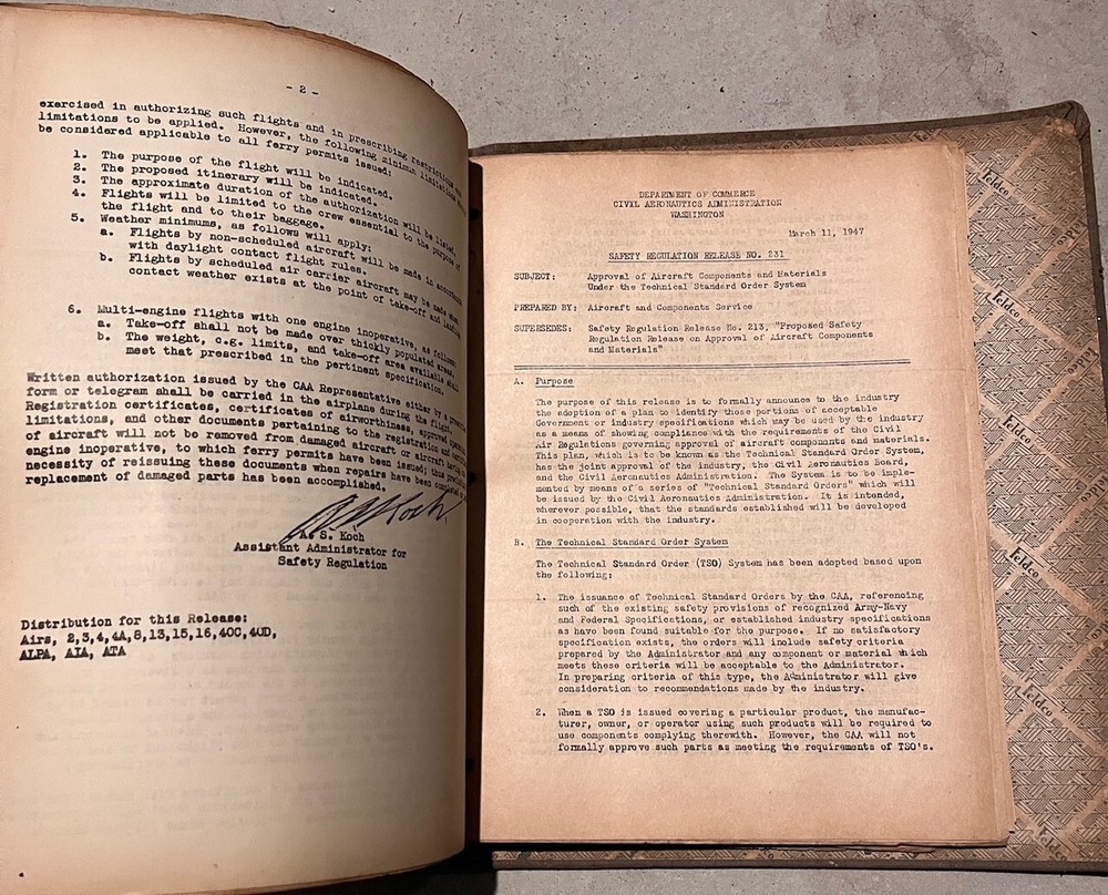 Aviation Safety Release & Flight Operations Documents / Manual 1940s-1950s