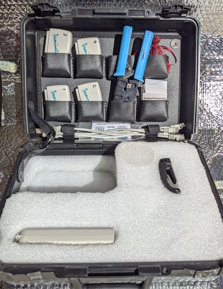 Network Pro: Cat 5/6 Termination Tool Kit Quick Cat Pro w/ LAN Tester, Tracker