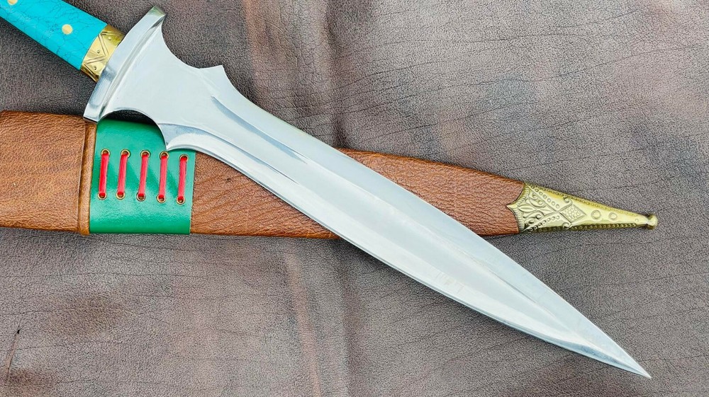 EGKH-15 inches Double edge Sam Dagger,Medieval Custom Stone handle dagger-Temper