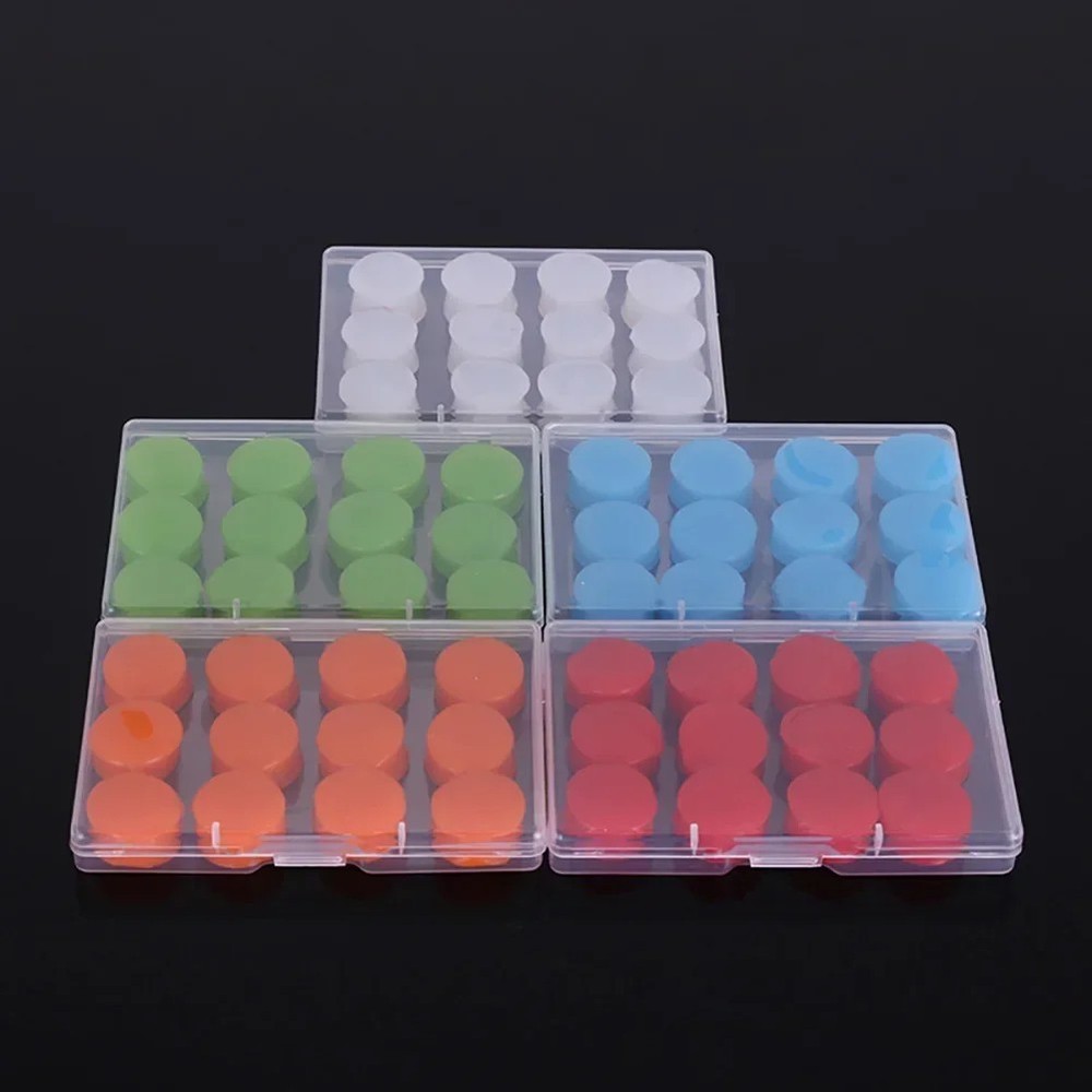 12pc Reusable Silicone Ear Plugs Noise Cancelling Earplugs Protector Study Sleep