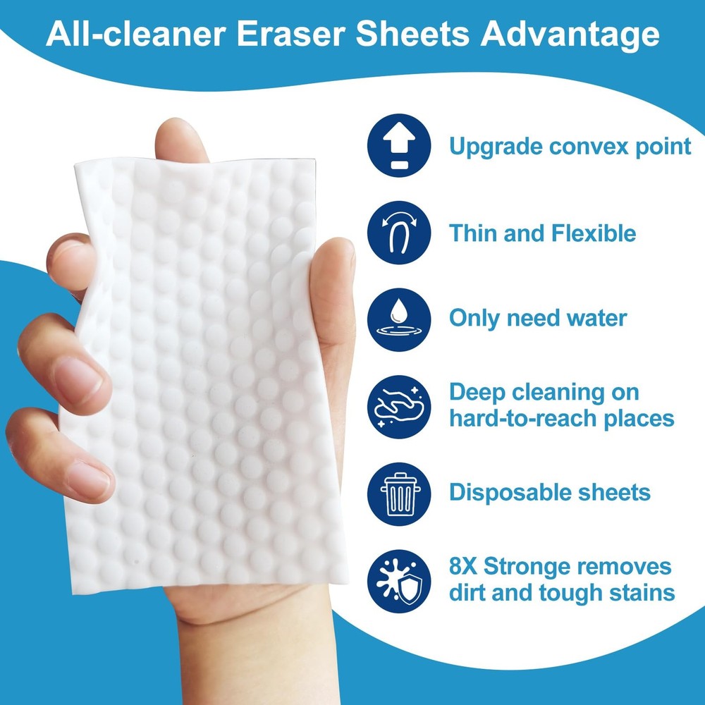52 PCS Magic Sponge Eraser Sheets,Upgrade Convex Point Melamine 52 PCS, White