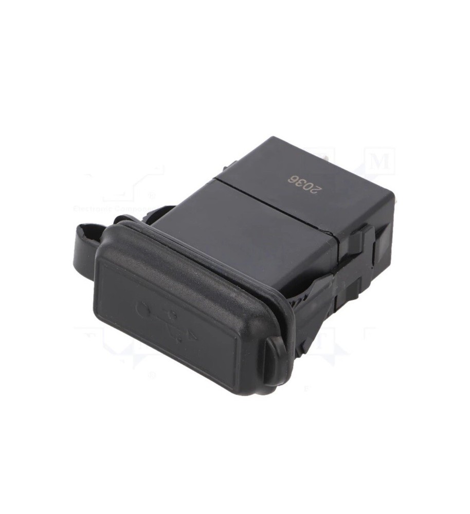 Car Twin USB Charge Point Adaptor 5v Output 12v-24v Rectangular Switch + Cover