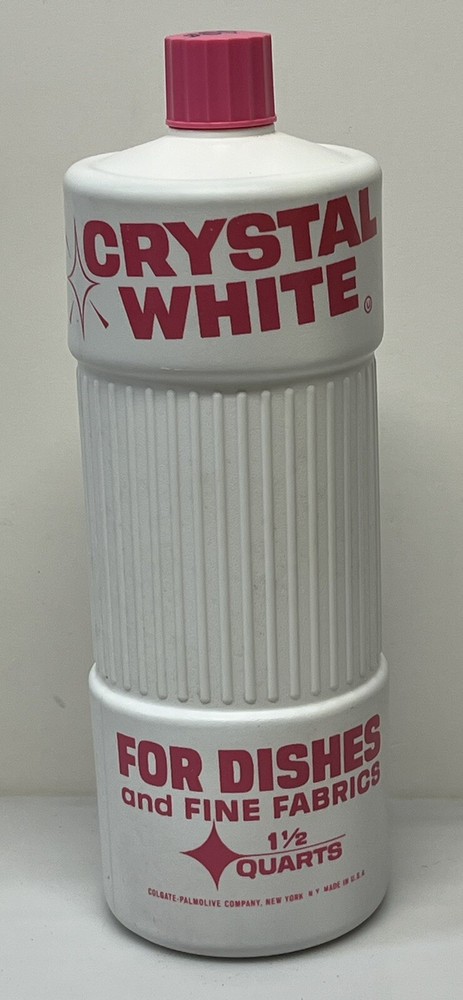 NOS FULL Vintage Crystal White Liquid Detergent 1 1/2 Quart WHITE BOTTLE VERSION