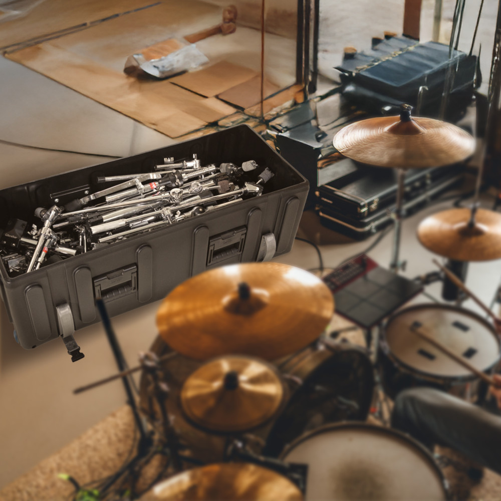 SKB Drum Hardware Case with Wheels, Durable Polyethylene Mobile Storage, Black