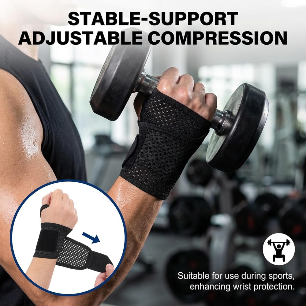 2Pcs Wrist Braces Mesh Adjustable Compression Support for Arthritis Pain Relief