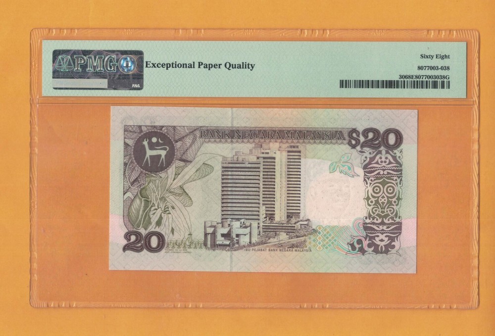 1989 Malaysia 20 Ringgit PMG 68 EPQ
