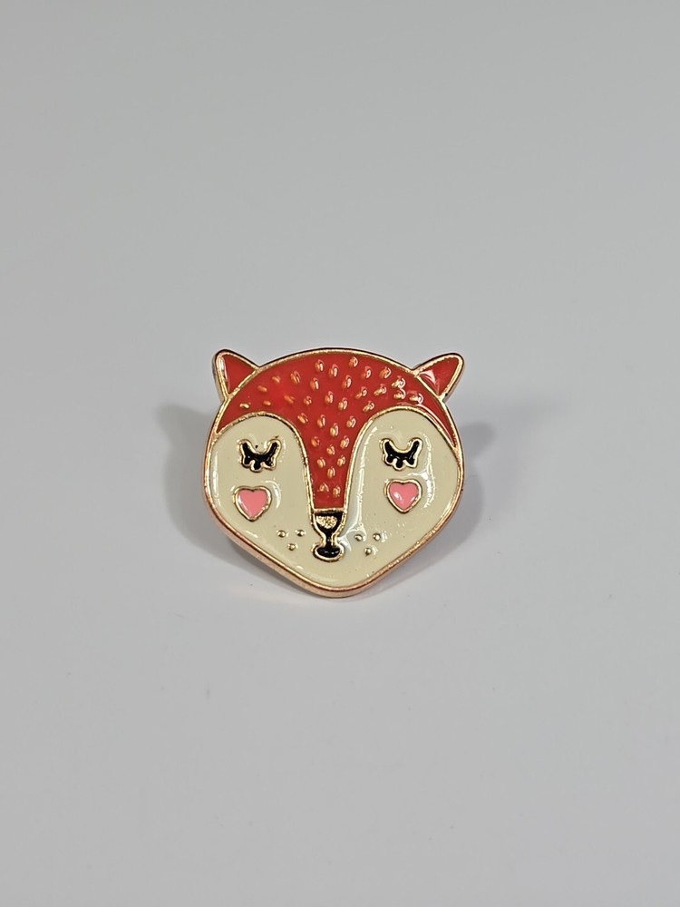 Orange Fox Head Eyes Closed Lapel Pin