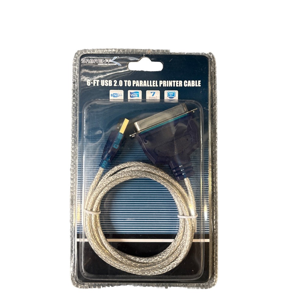 Sabrent 6ft usb 2.0 parallel printer cable IN-BOX NEW